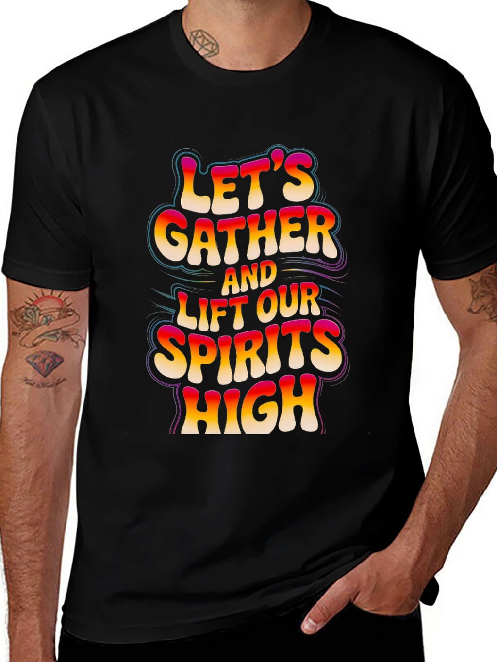 Lets Gather Graphic Tee - Black Cotton Comfort