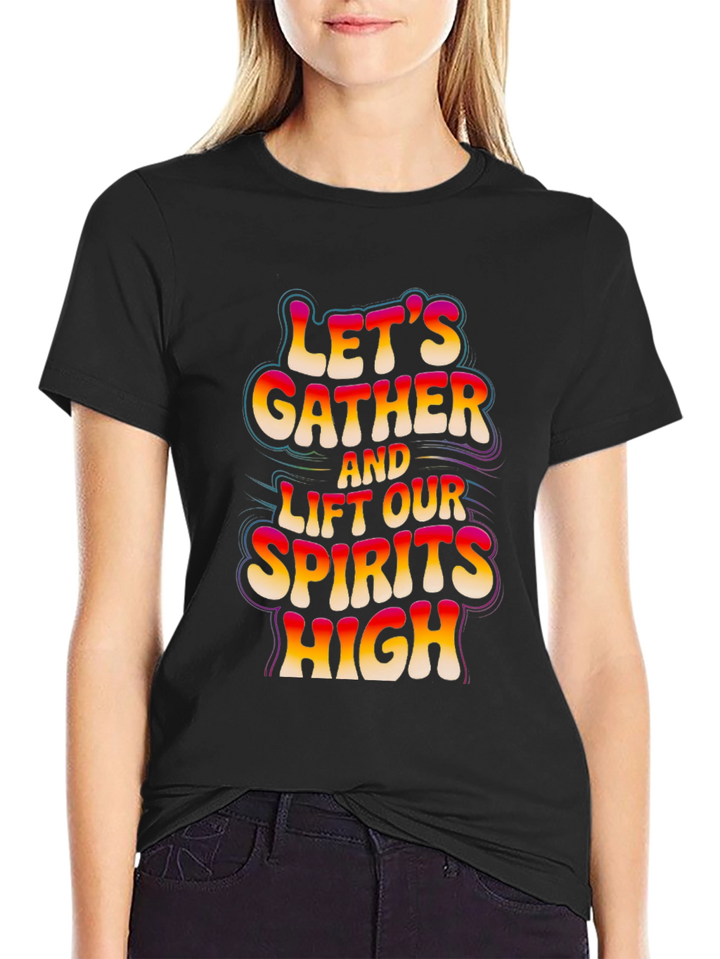 Lets Gather Graphic Tee - Black Cotton Comfort