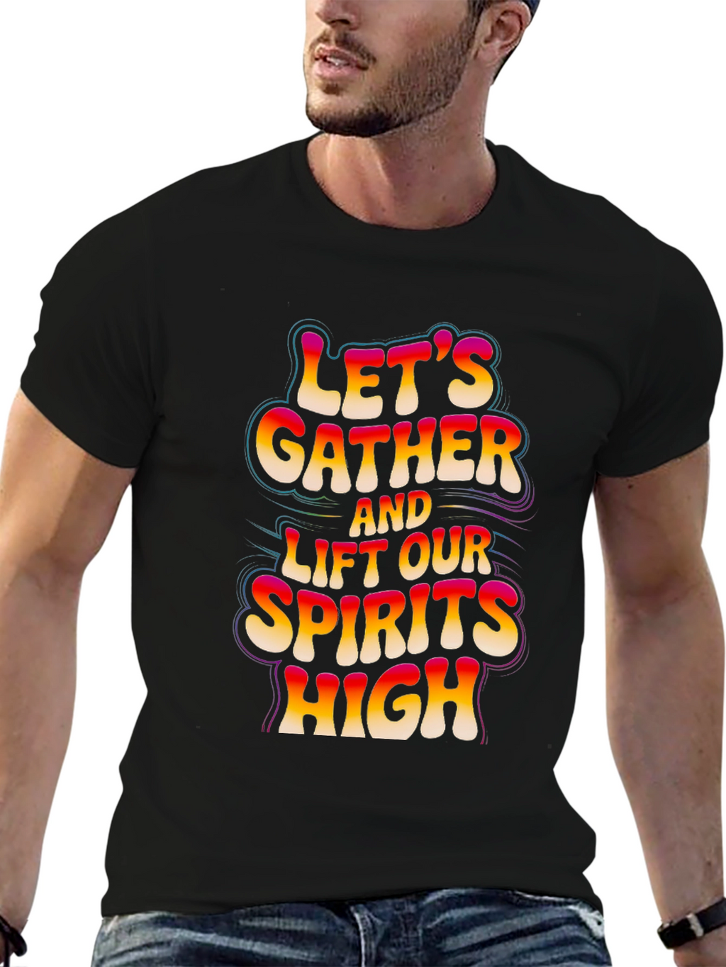 Lets Gather Graphic Tee - Black Cotton Comfort