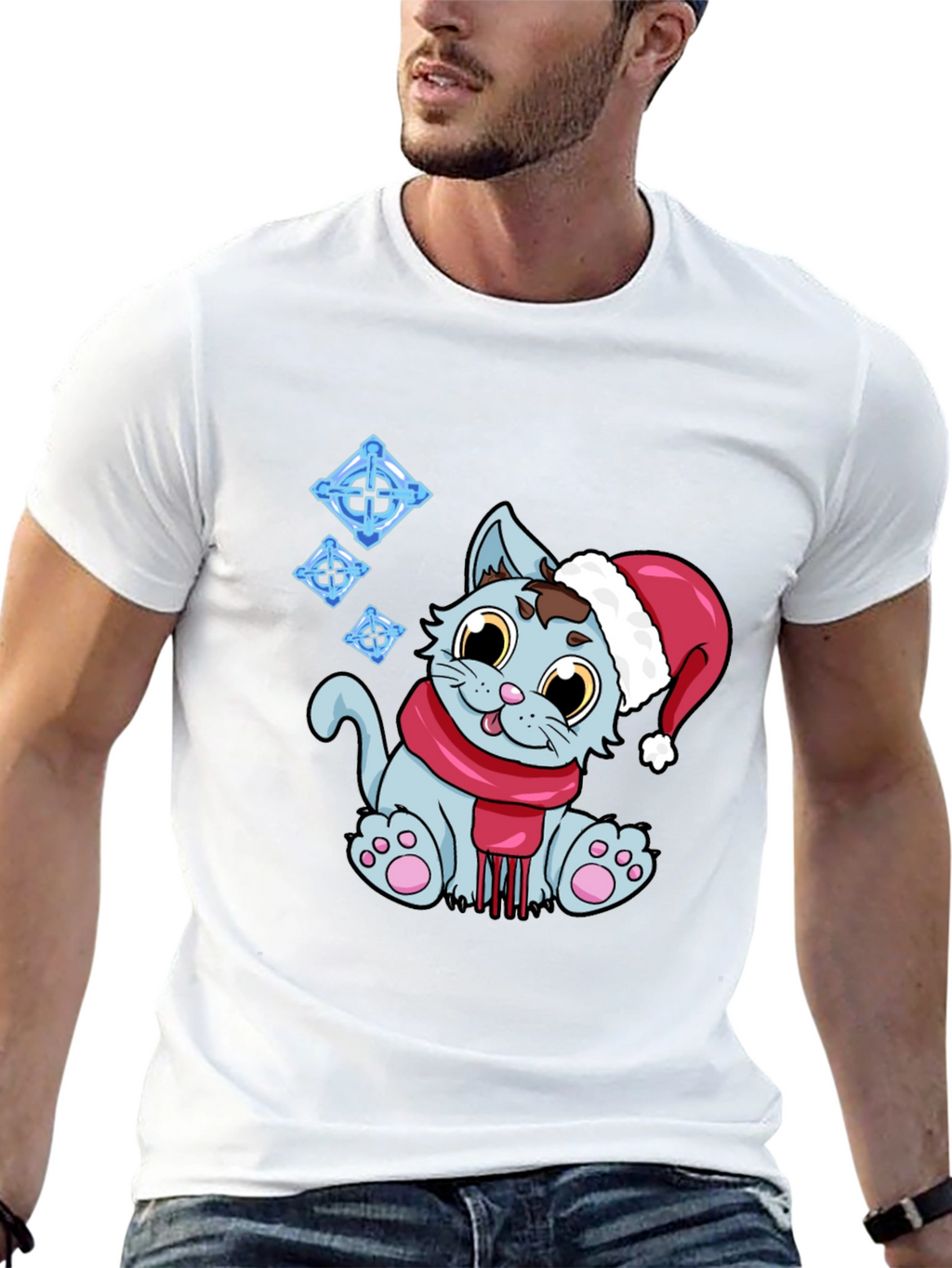 Festive Cat T-Shirt - Holiday Cheer