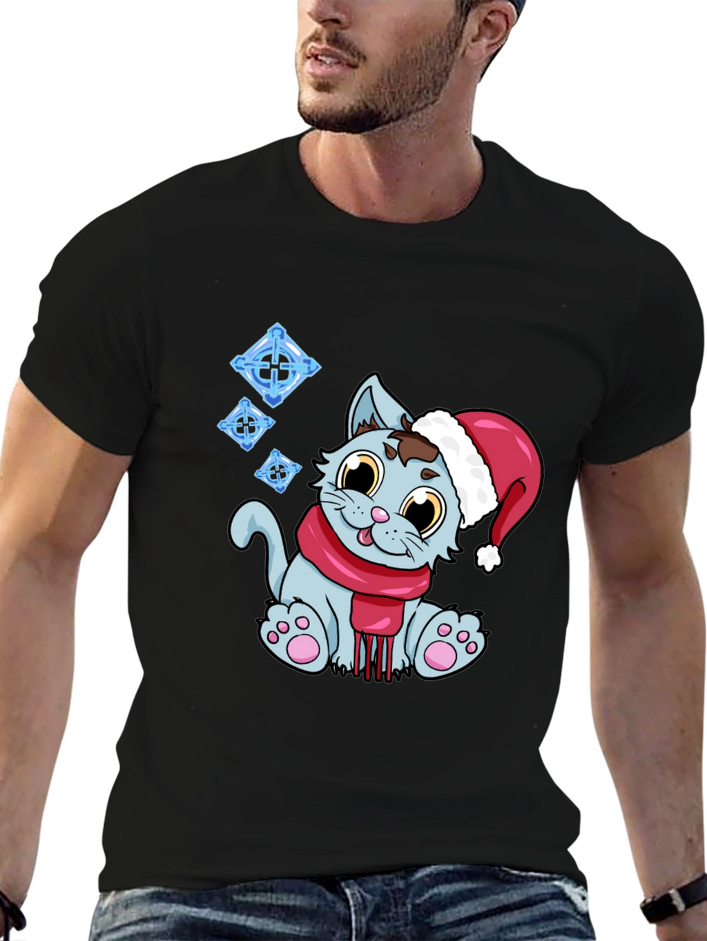 Festive Cat T-Shirt - Holiday Cheer