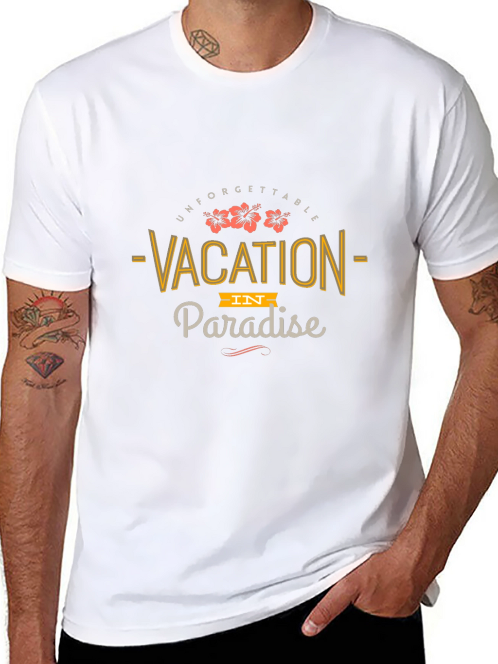 Vacation in Paradise Black Graphic T-Shirt