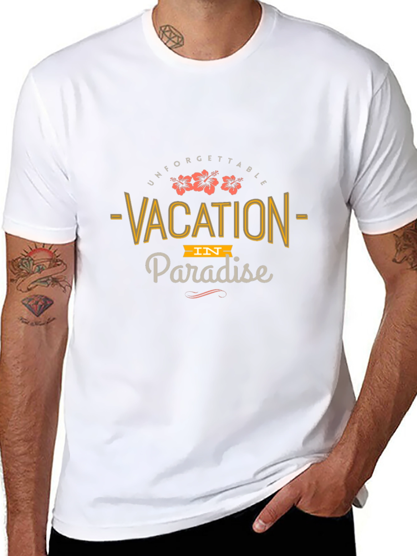 Vacation in Paradise Black Graphic T-Shirt