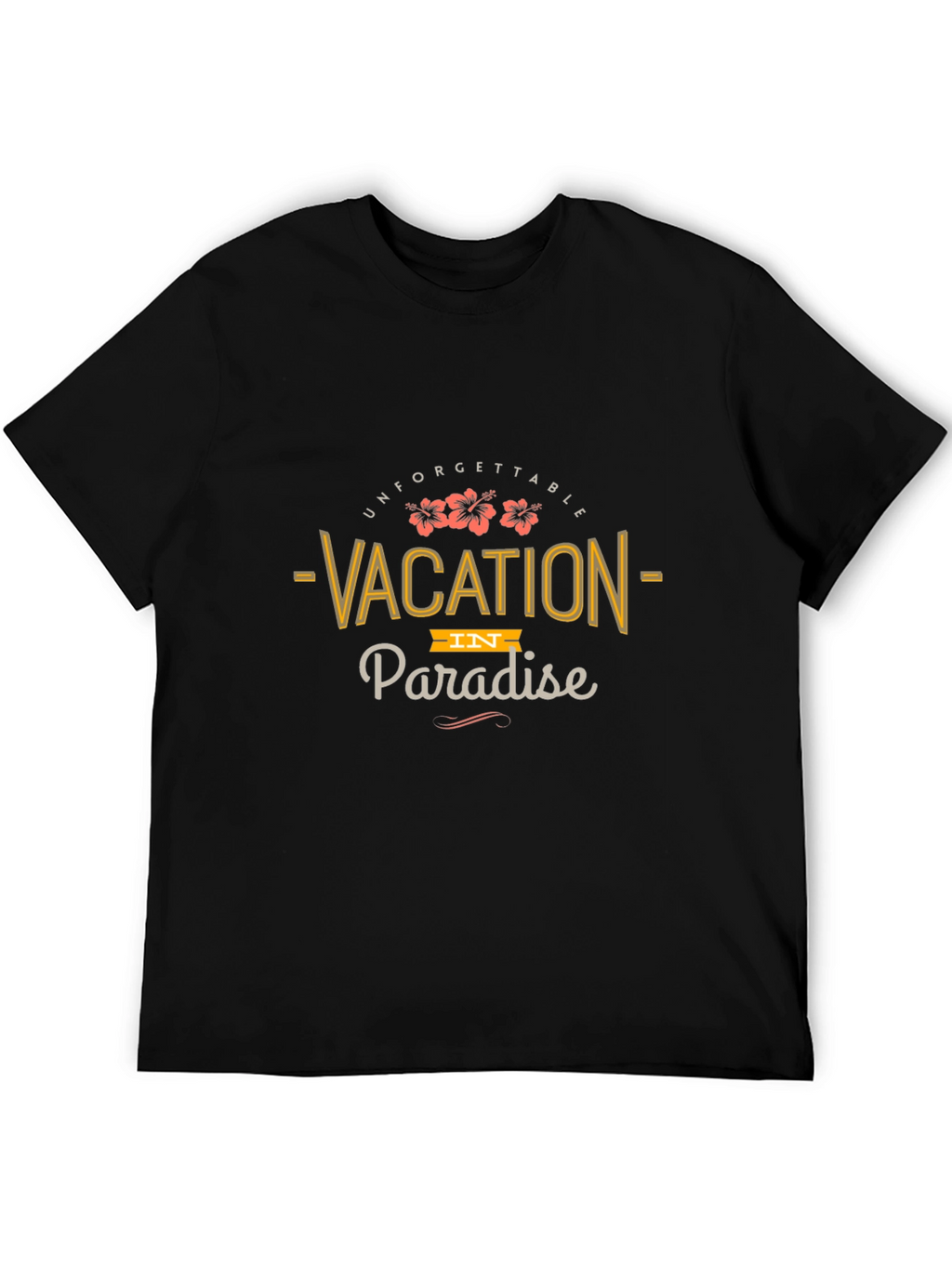 Vacation in Paradise Black Graphic T-Shirt