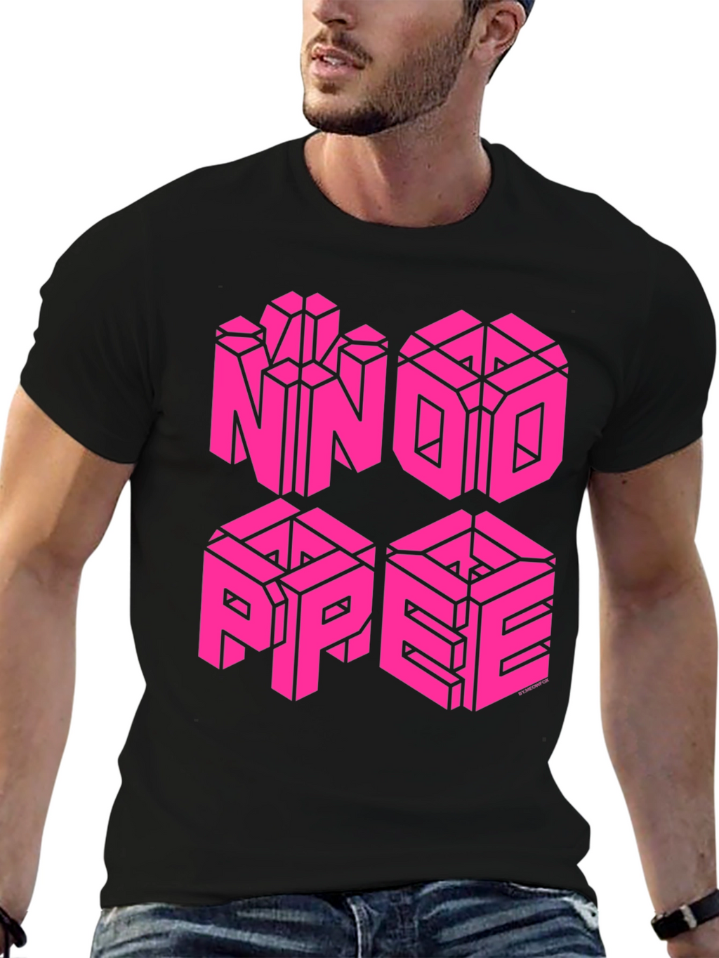 Optical Illusion Cube T-Shirt - Black
