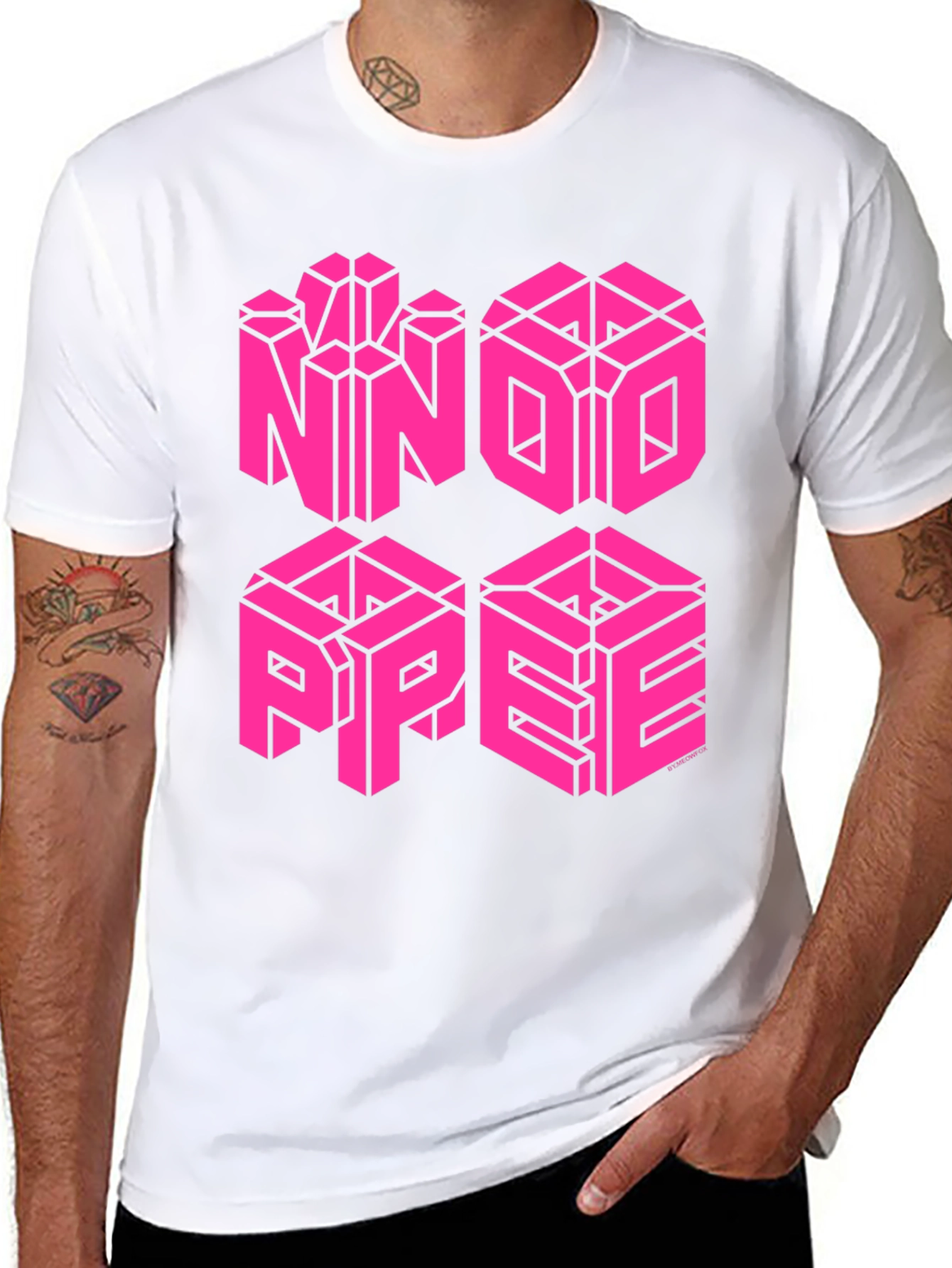 Optical Illusion Cube T-Shirt - Black
