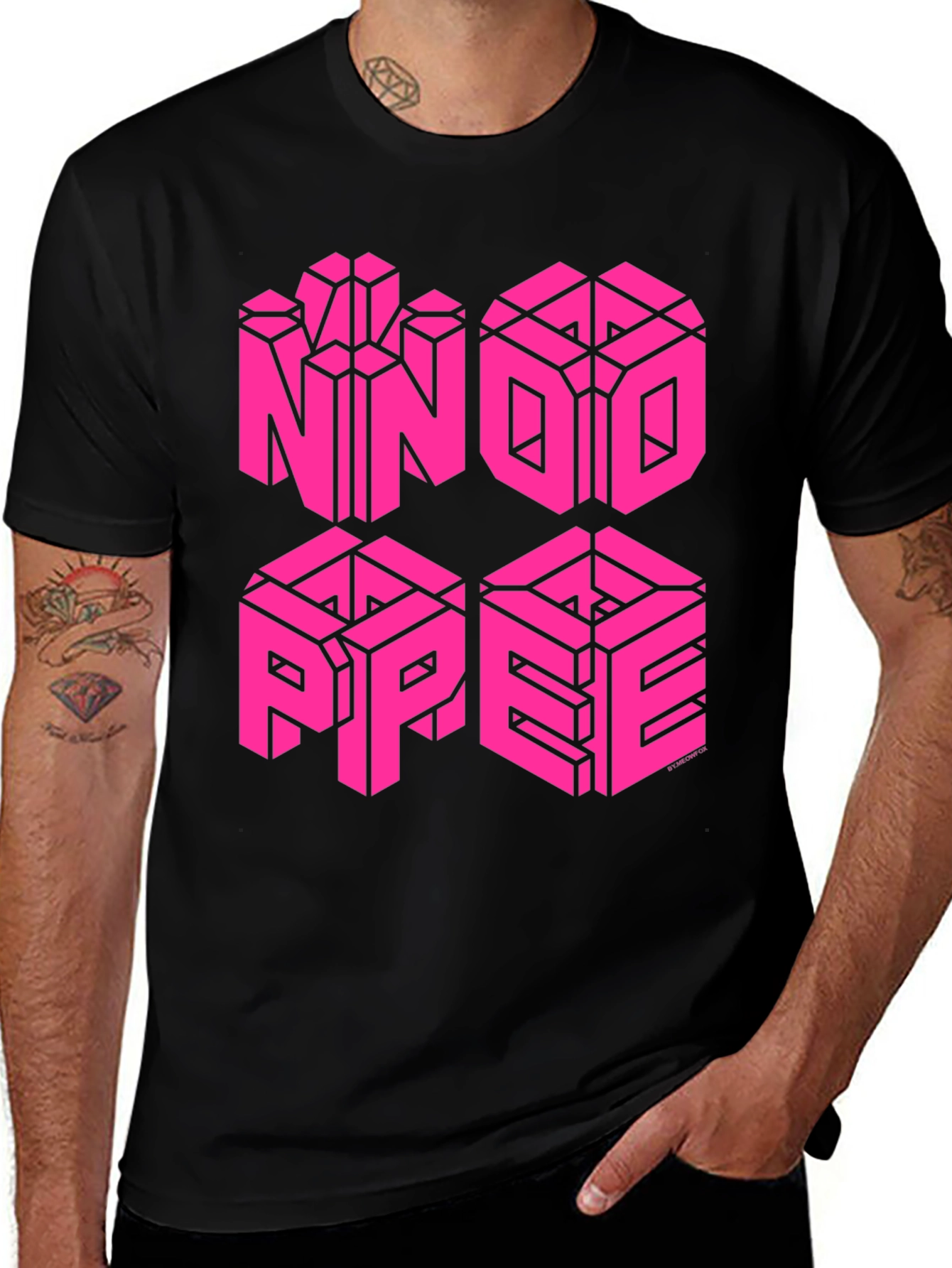Optical Illusion Cube T-Shirt - Black