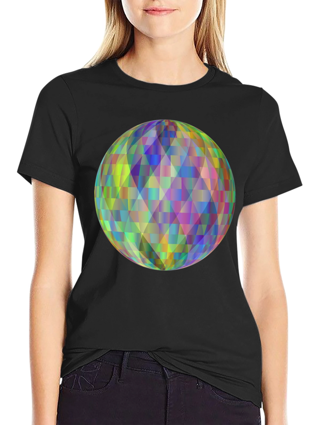 Geometric Orb Graphic Black T-Shirt
