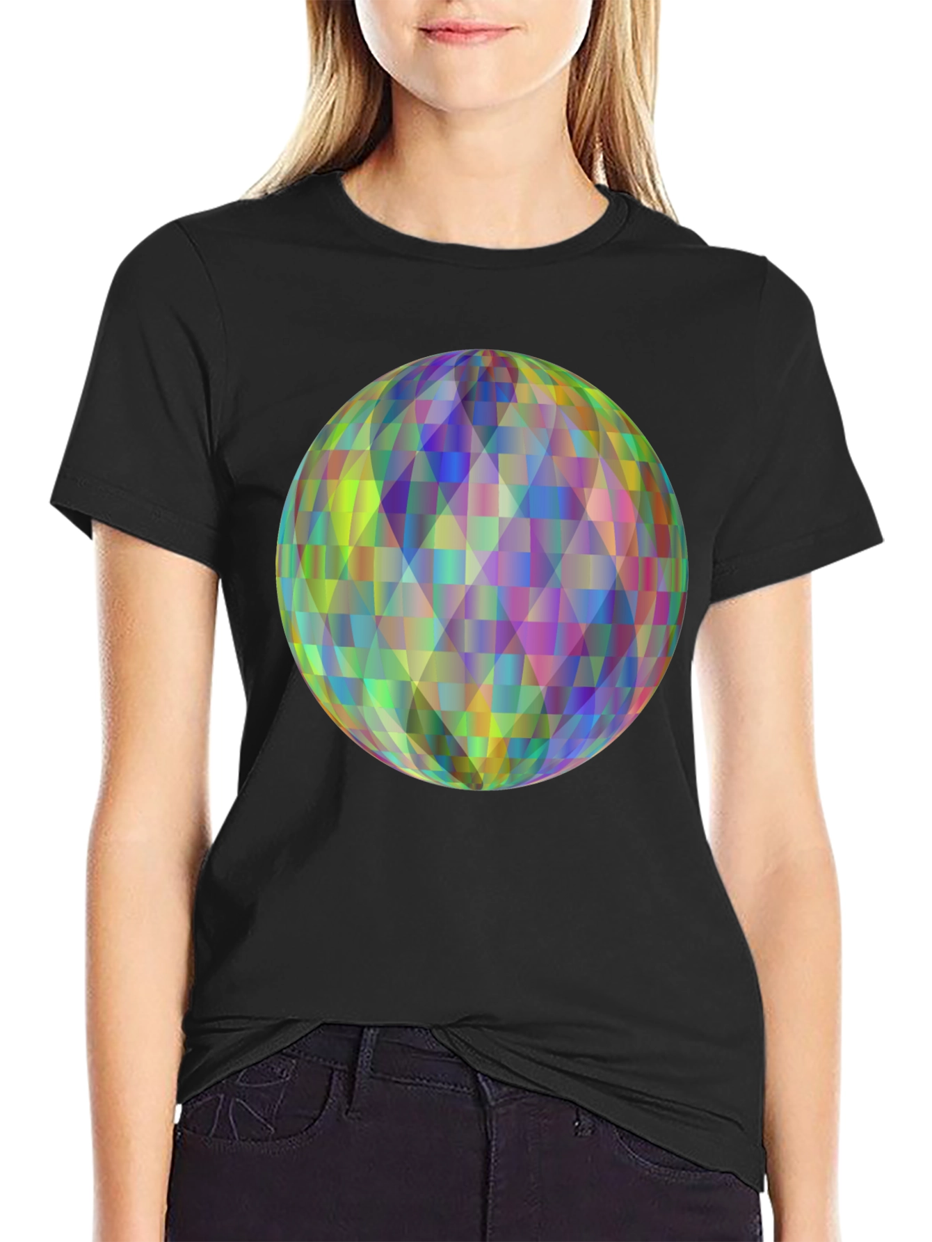 Geometric Orb Graphic Black T-Shirt