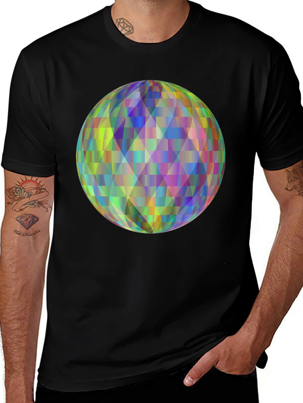 Geometric Orb Graphic Black T-Shirt
