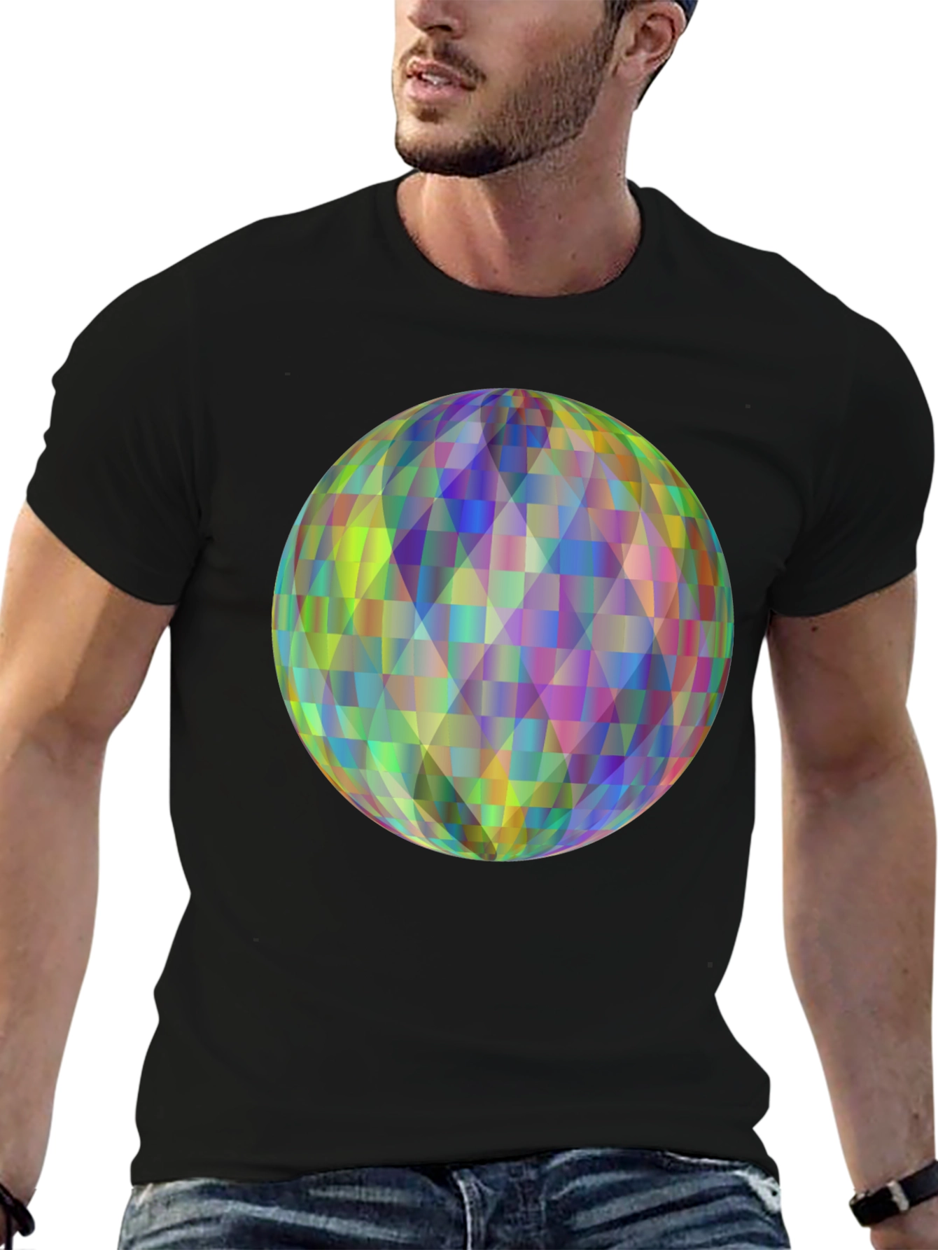 Geometric Orb Graphic Black T-Shirt