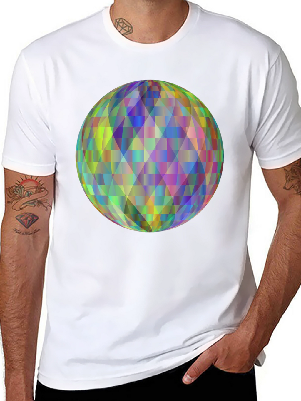 Geometric Orb Graphic Black T-Shirt