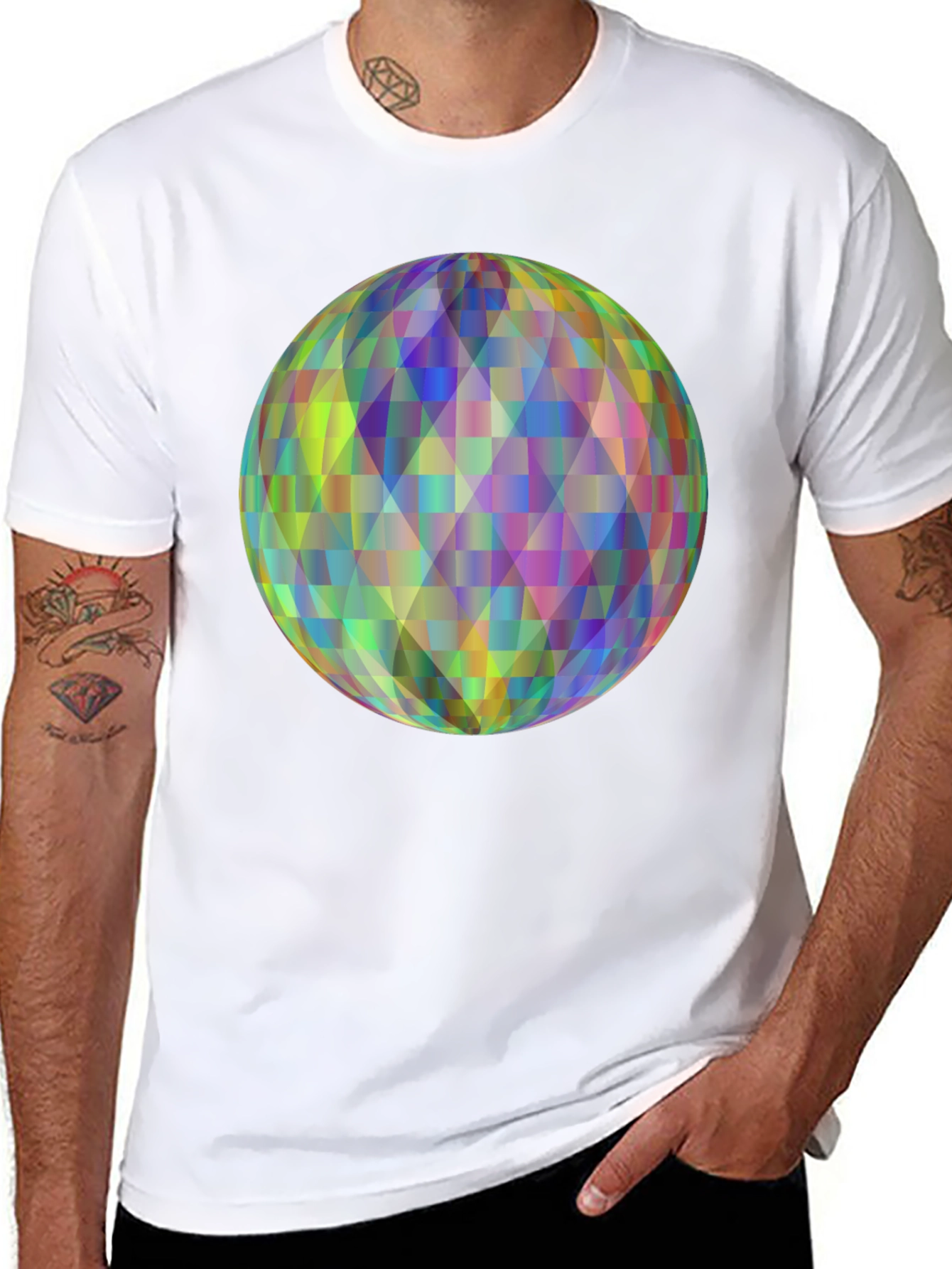Geometric Orb Graphic Black T-Shirt