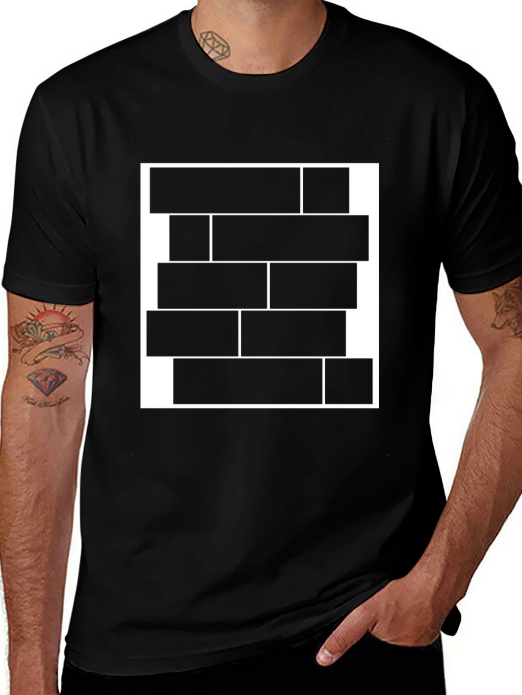 Modern Abstract Graphic Tee - Black