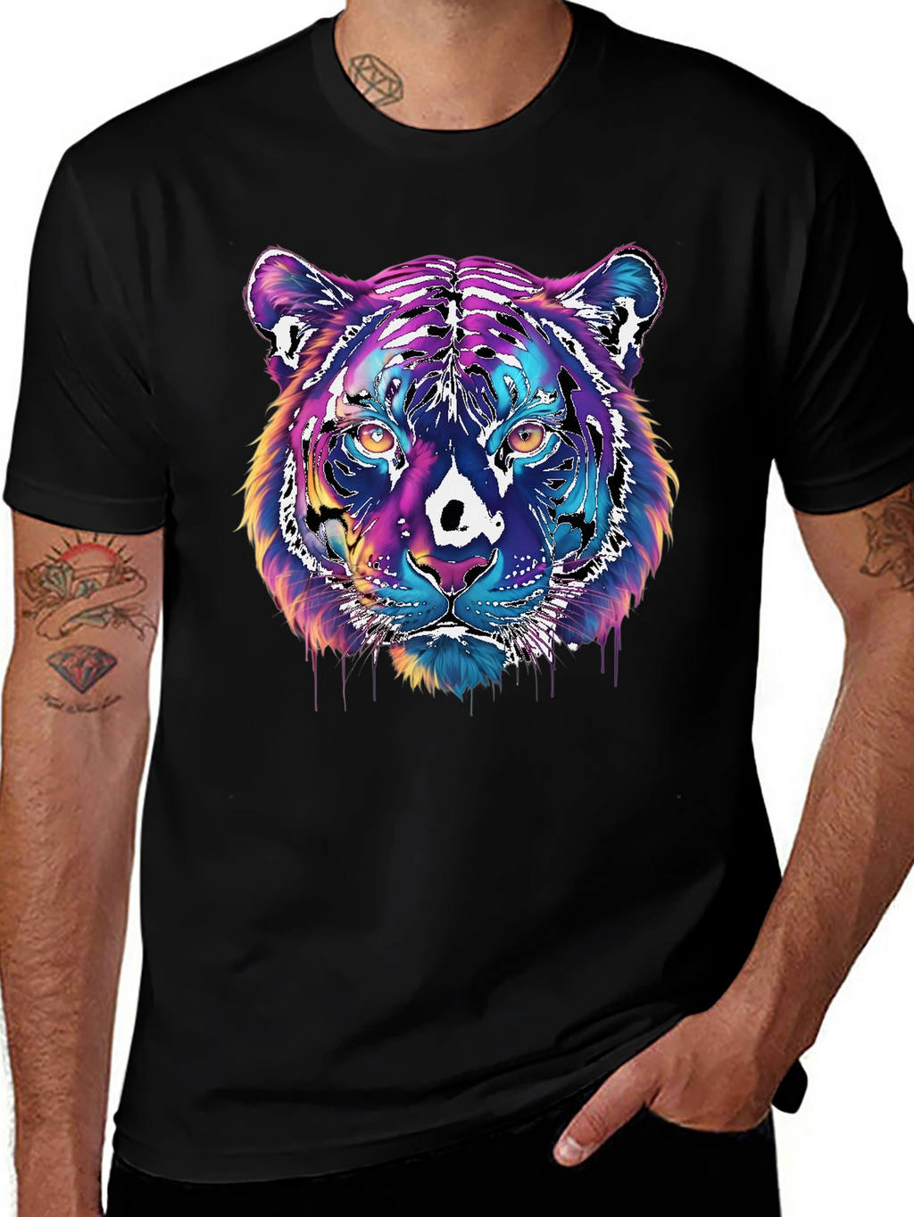 Vivid Tiger Graphic T-Shirt - Black