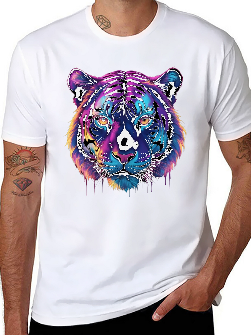 Vivid Tiger Graphic T-Shirt - Black