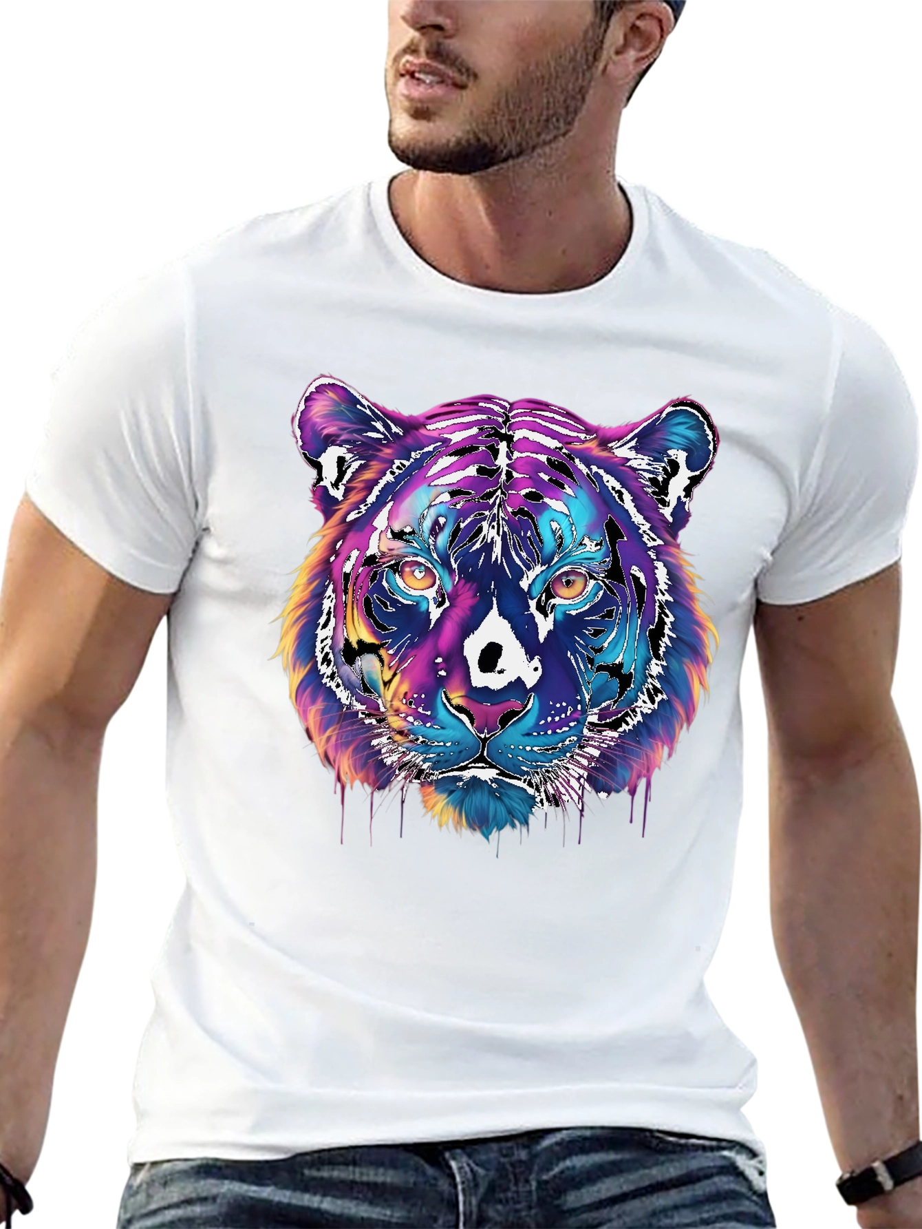 Vivid Tiger Graphic T-Shirt - Black