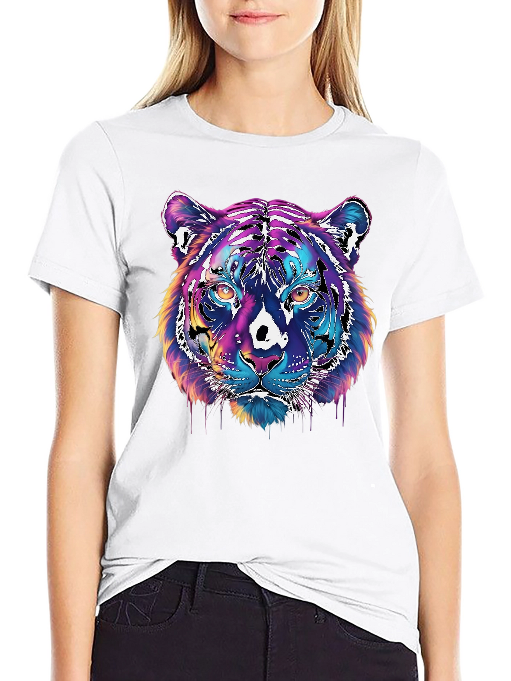Vivid Tiger Graphic T-Shirt - Black