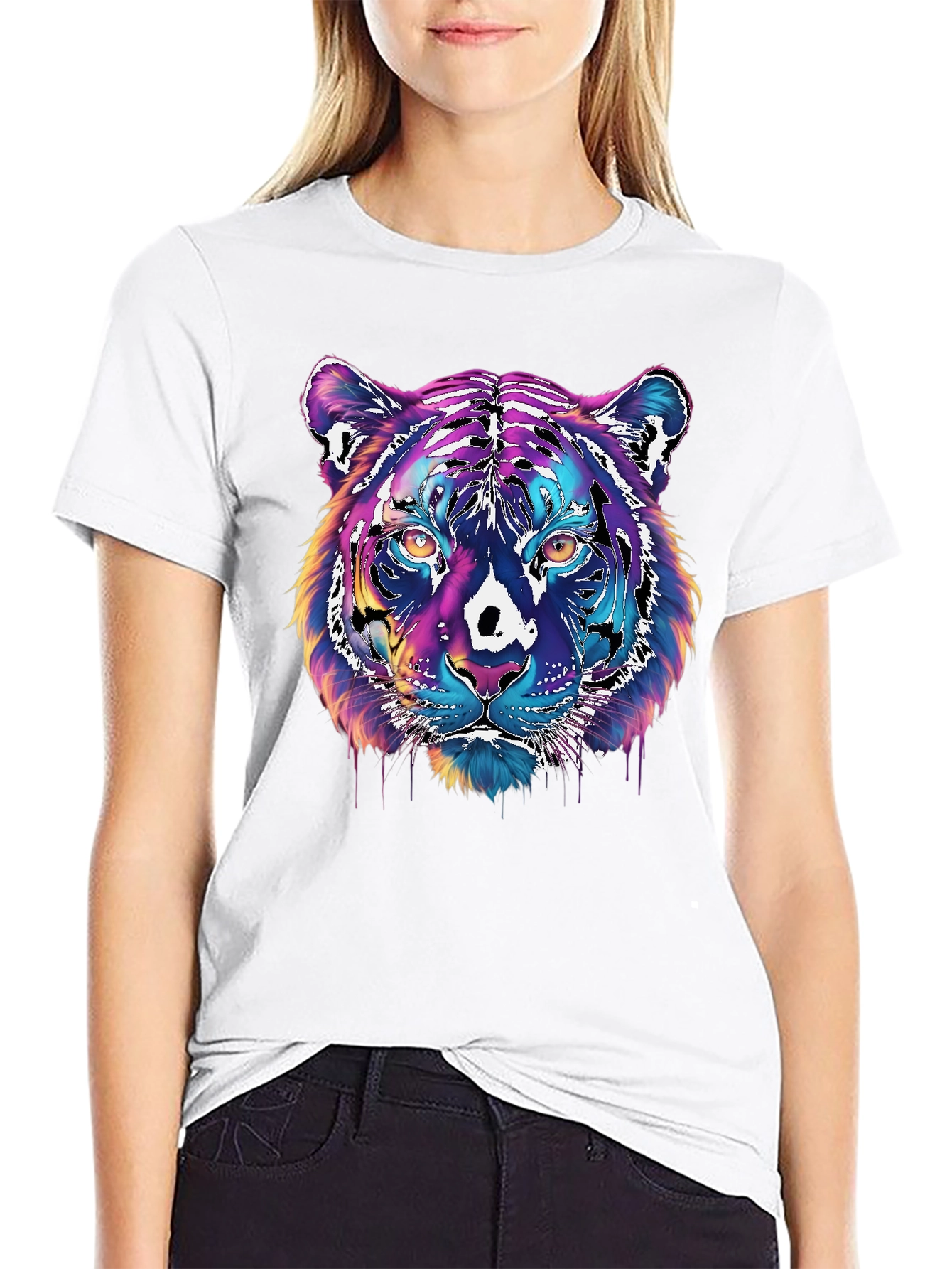 Vivid Tiger Graphic T-Shirt - Black