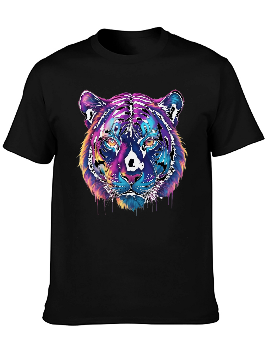 Vivid Tiger Graphic T-Shirt - Black