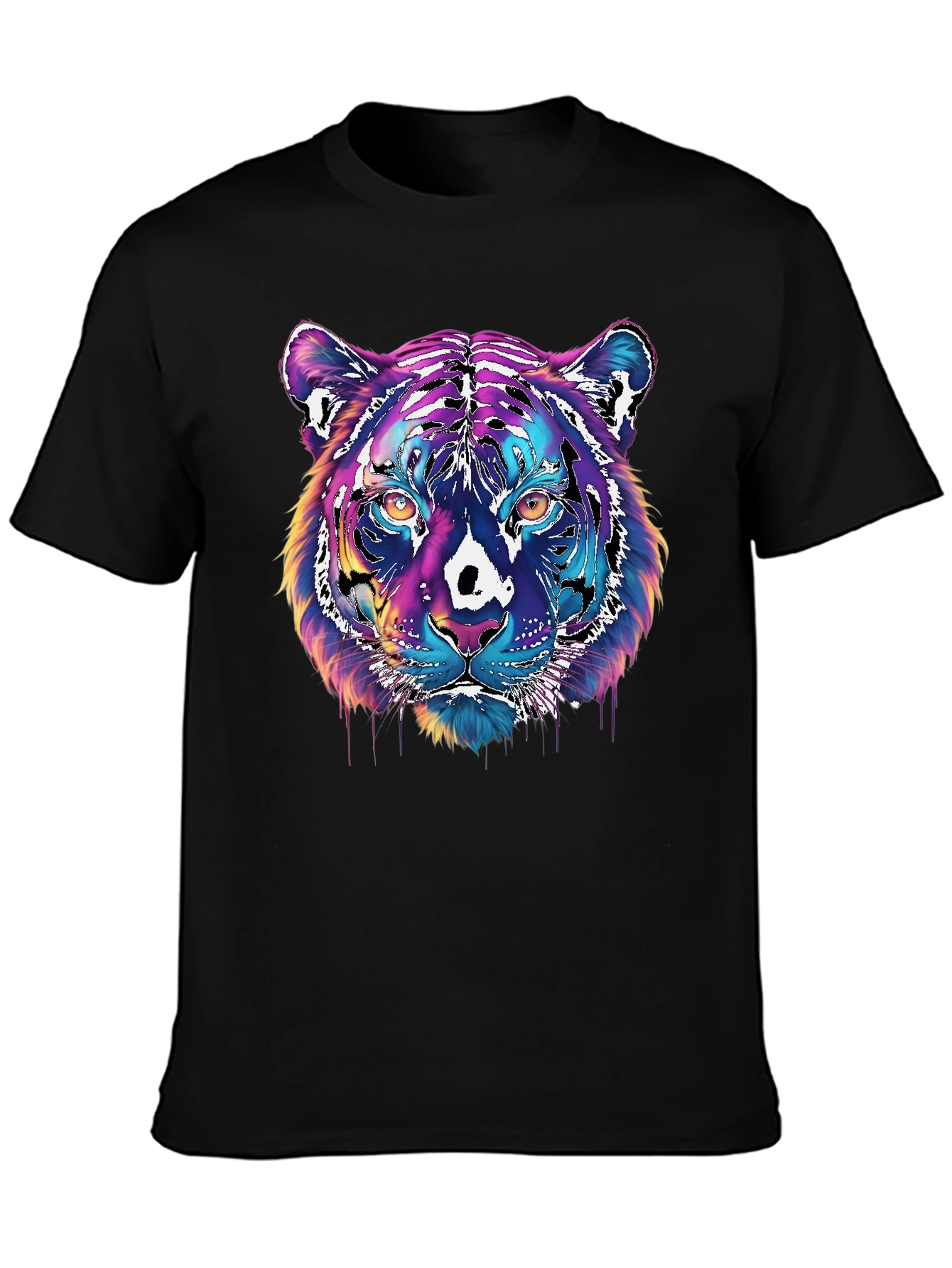 Vivid Tiger Graphic T-Shirt - Black