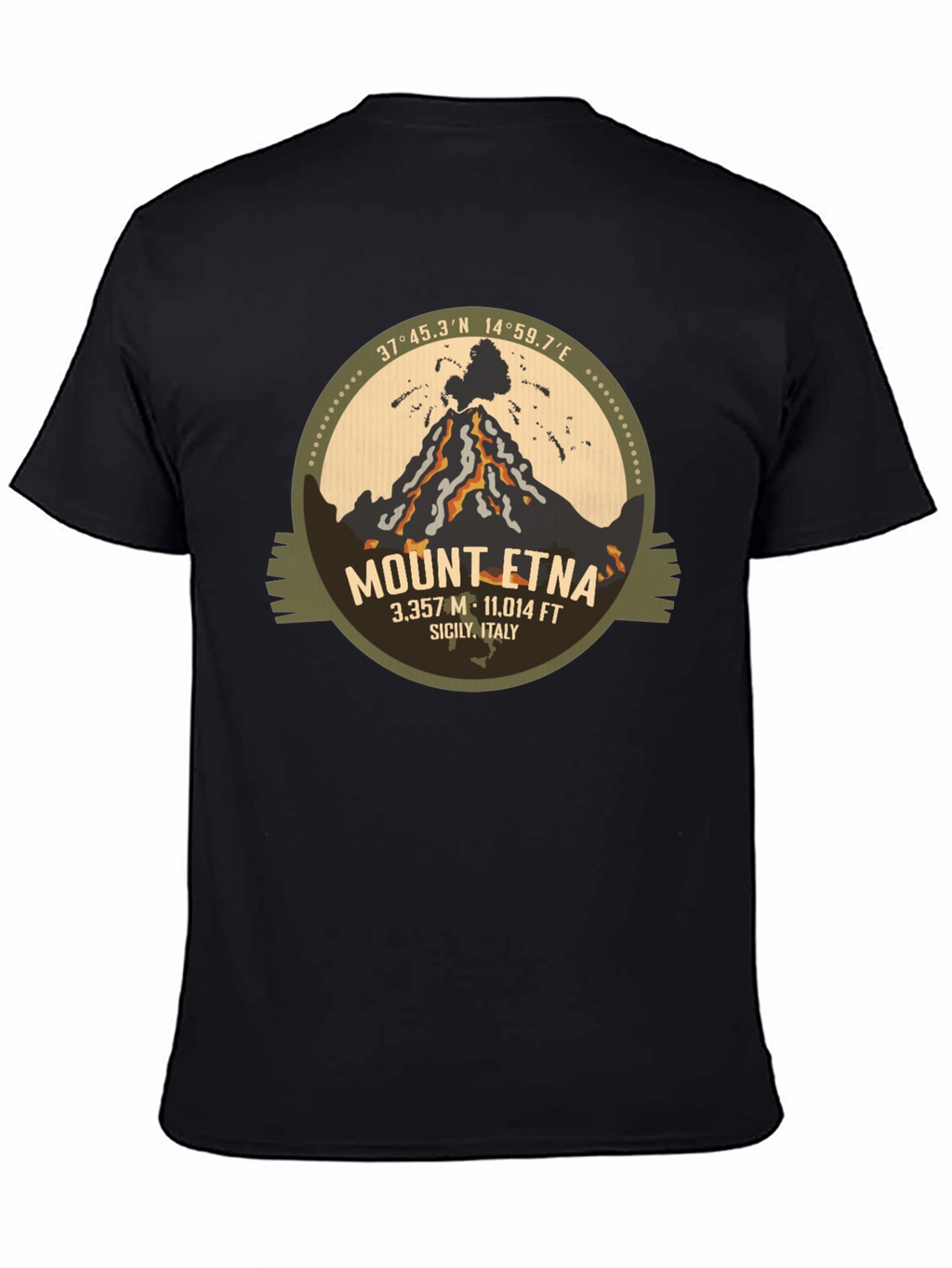 Mount Etna Graphic Tee - Black Short Sleeve