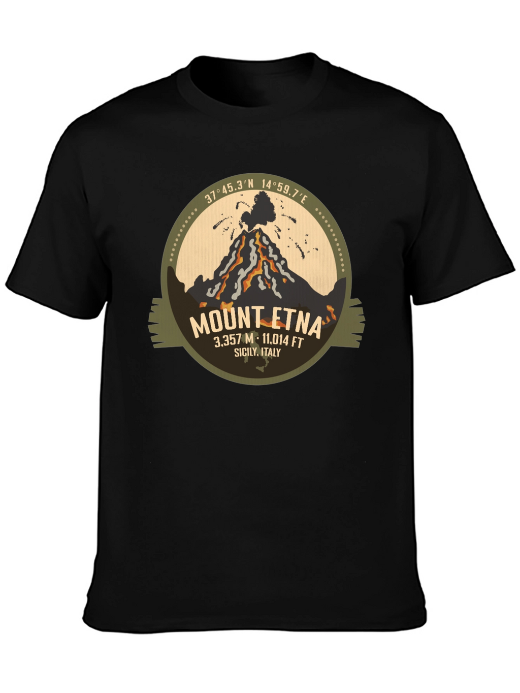 Mount Etna Graphic Tee - Black Short Sleeve