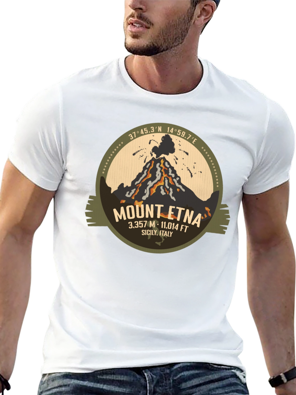 Mount Etna Graphic Tee - Black Short Sleeve