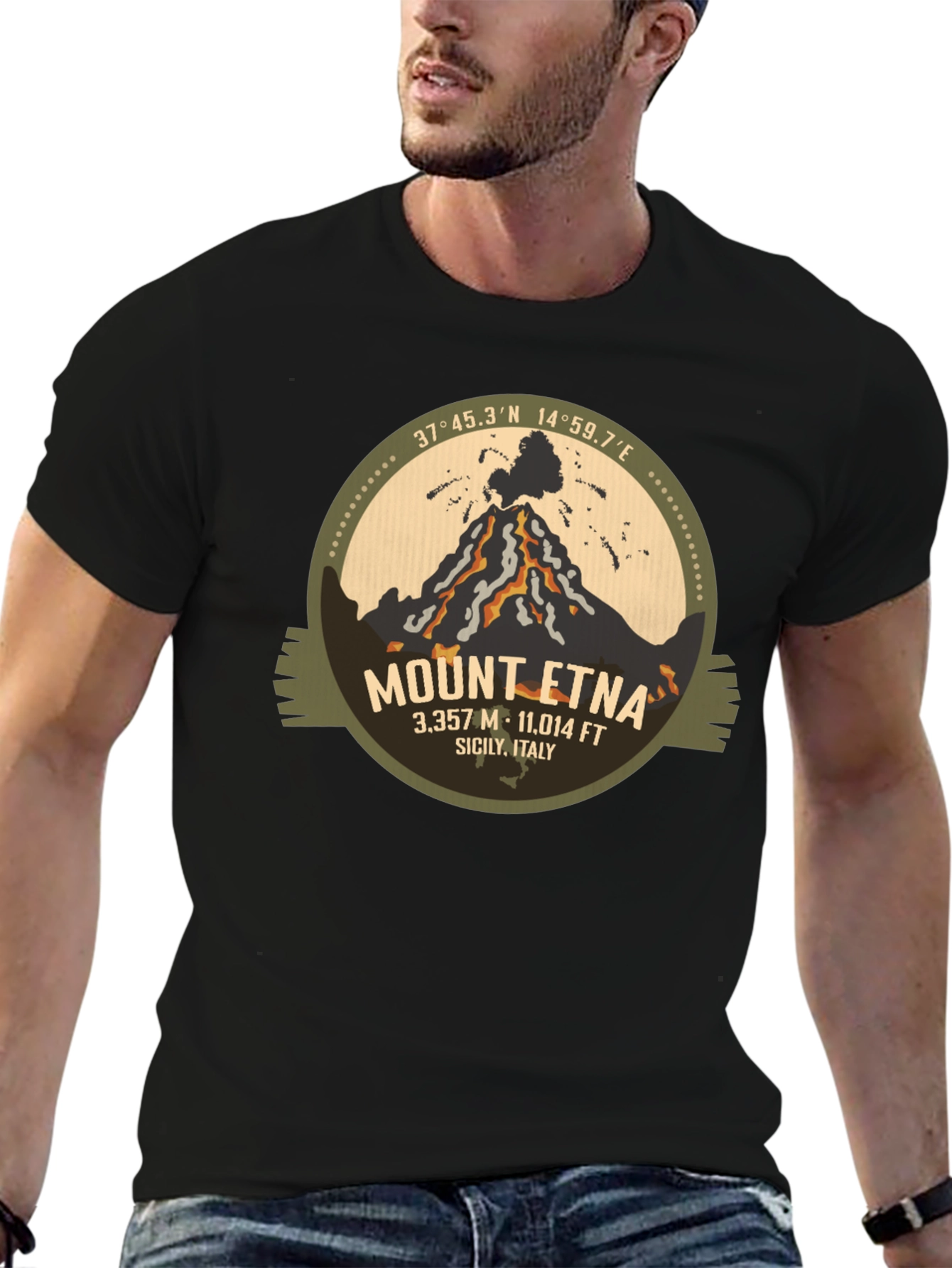 Mount Etna Graphic Tee - Black Short Sleeve