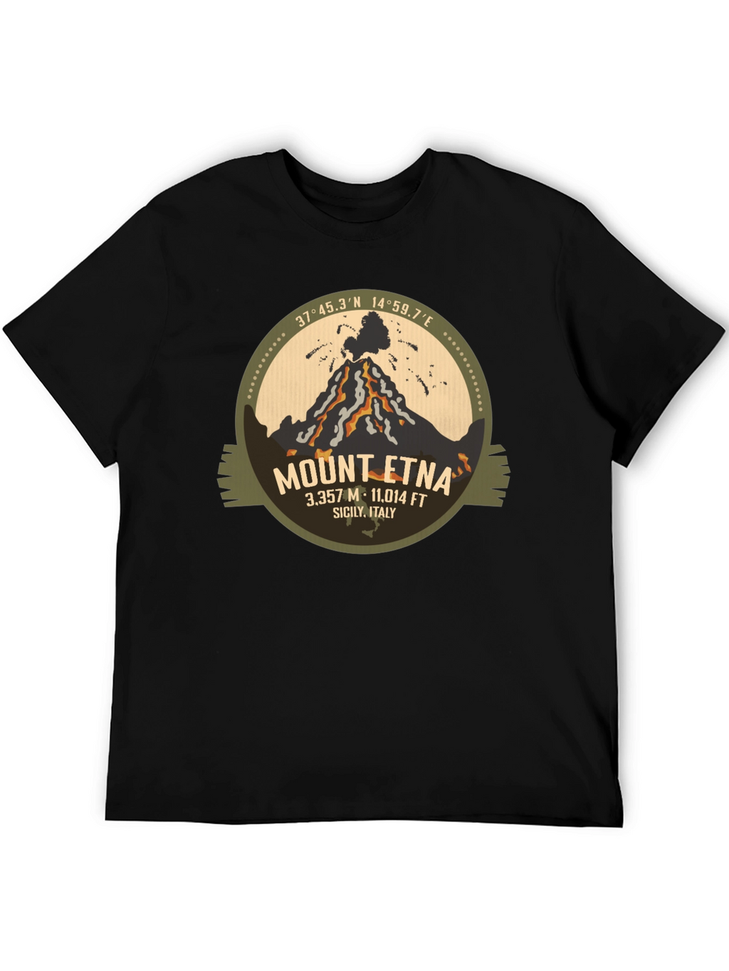 Mount Etna Graphic Tee - Black Short Sleeve