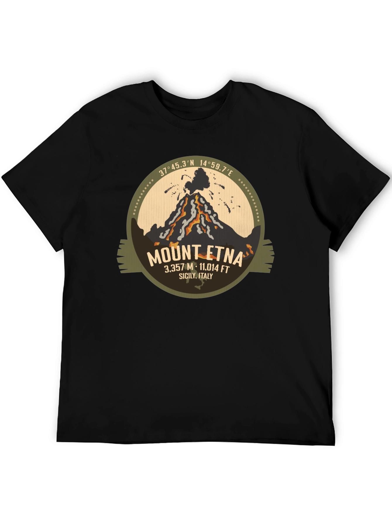 Mount Etna Graphic Tee - Black Short Sleeve