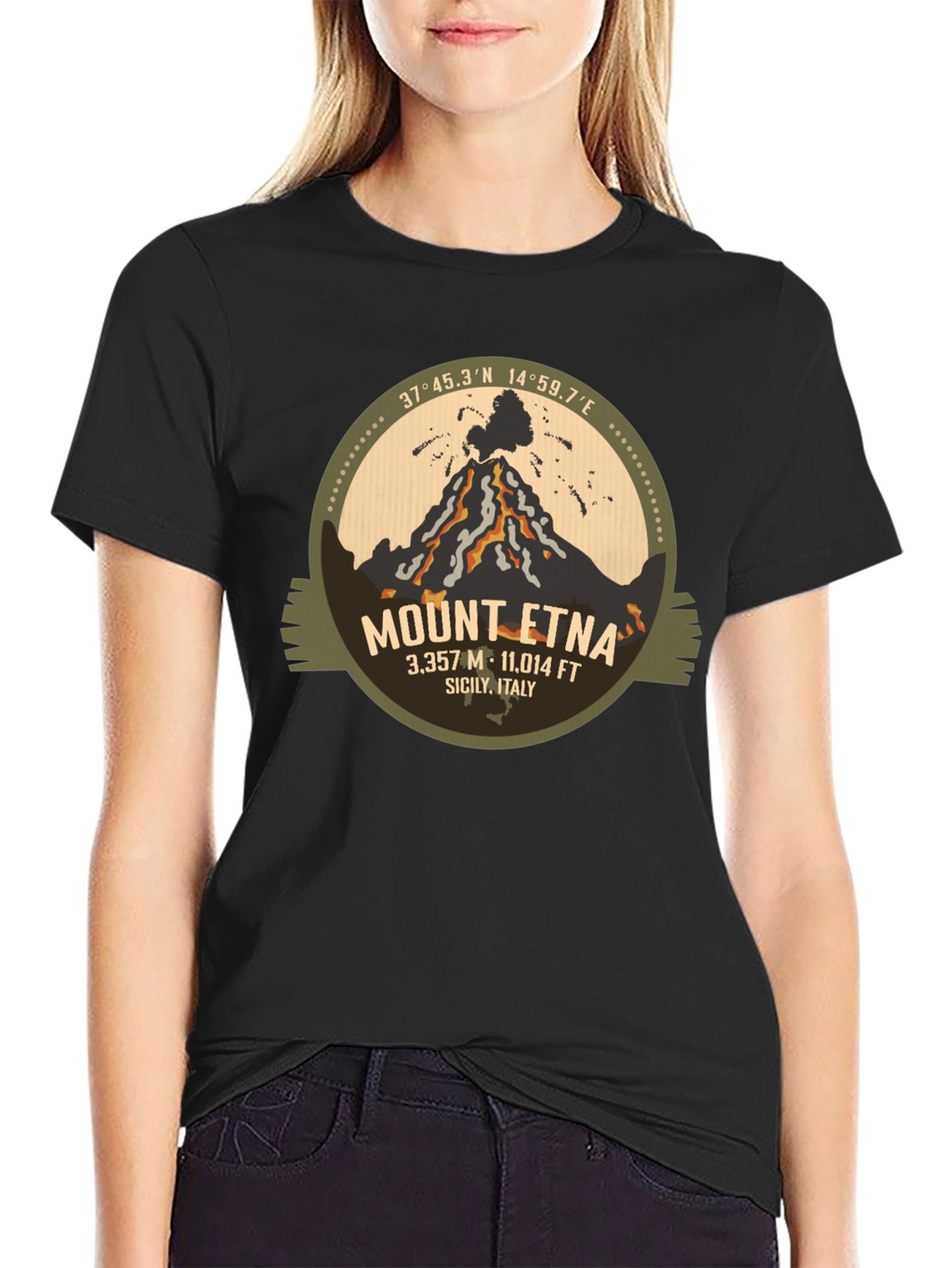 Mount Etna Graphic Tee - Black Short Sleeve