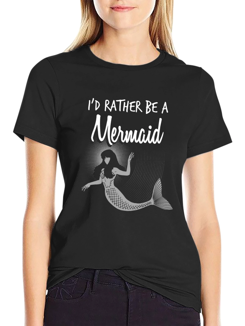 Id Rather Be A Mermaid Black T-Shirt