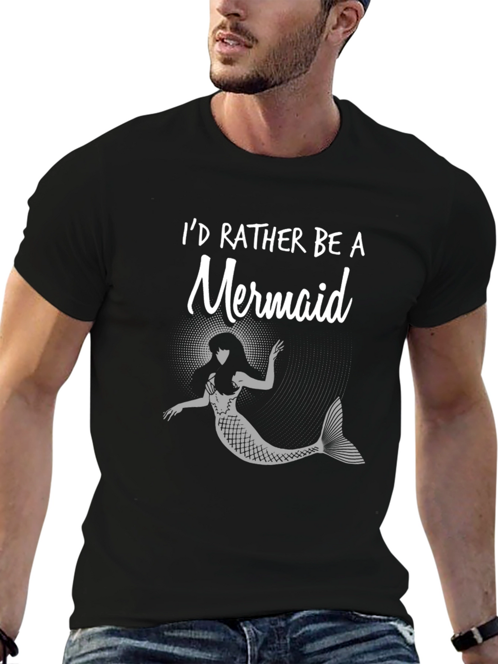 Id Rather Be A Mermaid Black T-Shirt