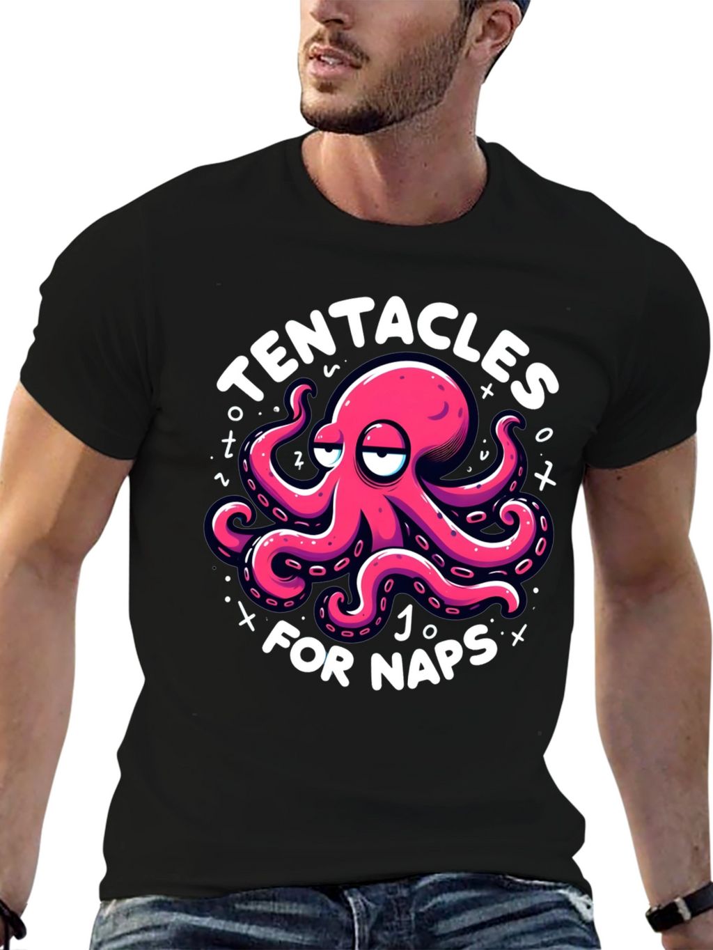 Tentacles for Naps Black Graphic T-Shirt