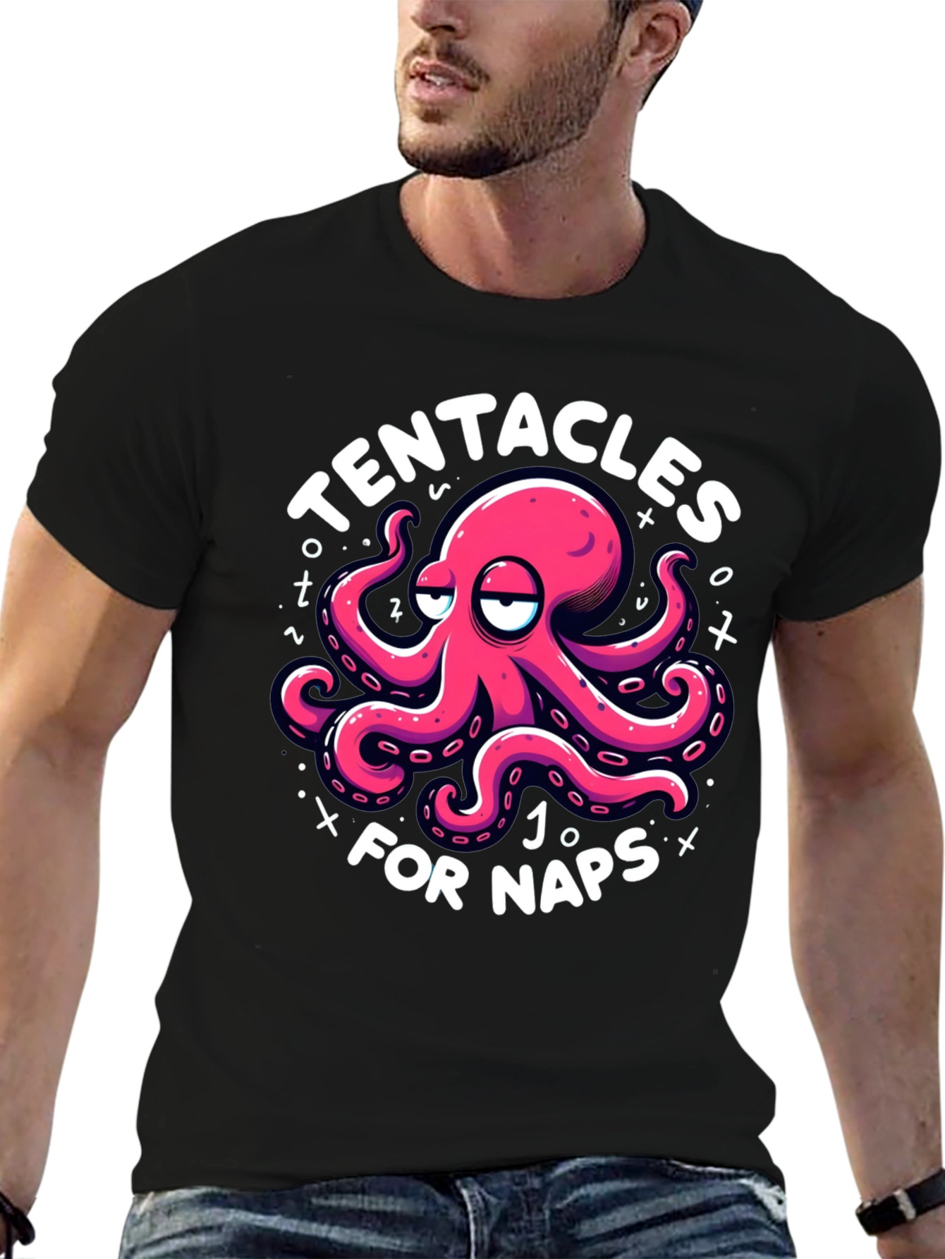 Tentacles for Naps Black Graphic T-Shirt