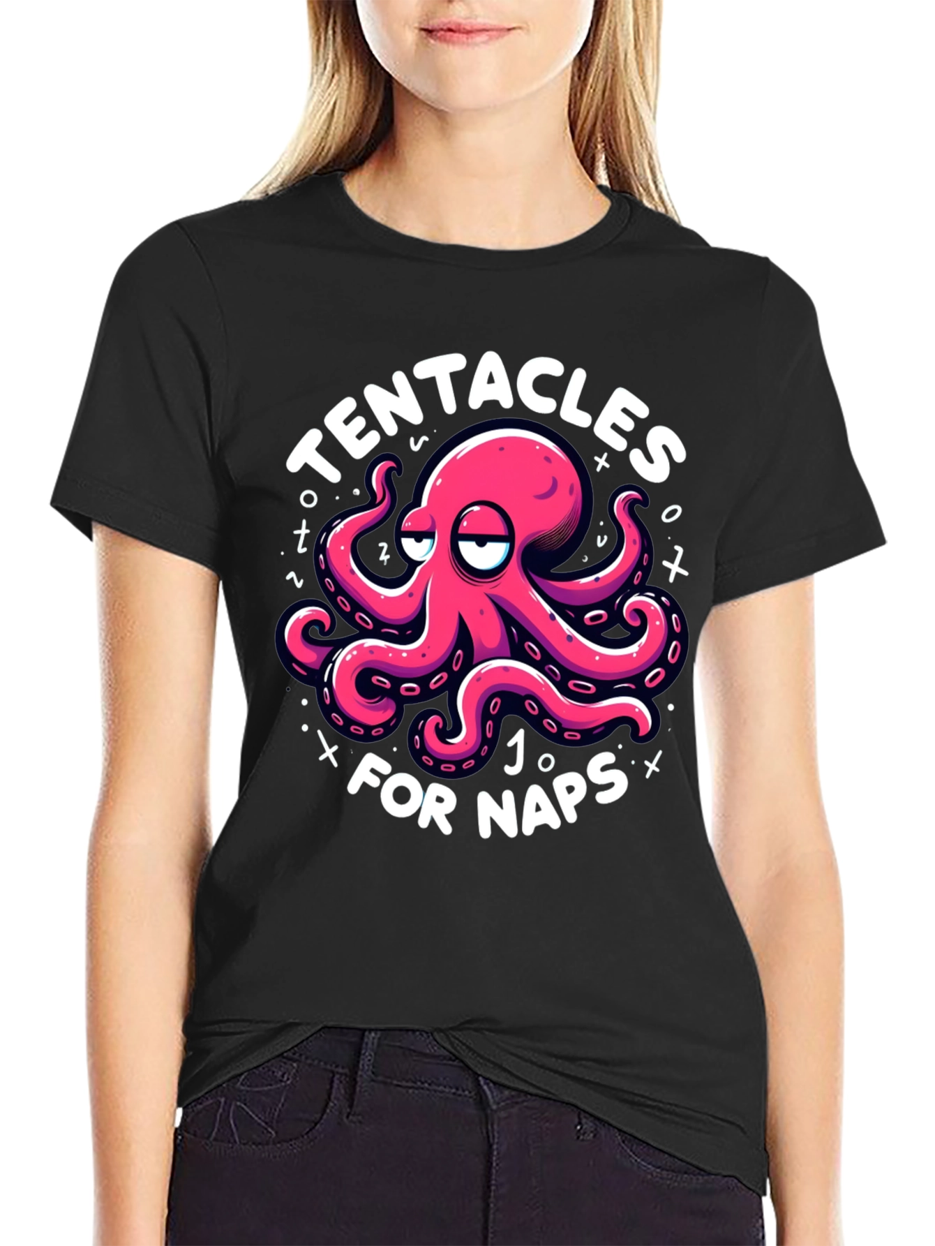Tentacles for Naps Black Graphic T-Shirt