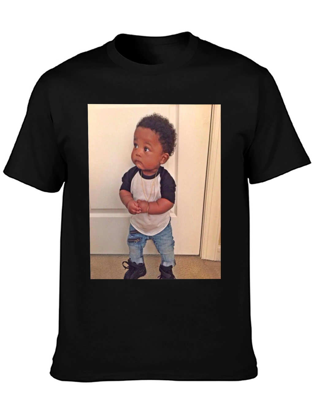 Black T-Shirt with Baby Image