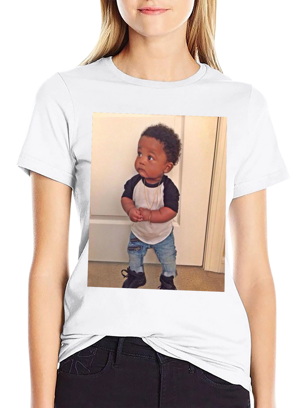 Black T-Shirt with Baby Image