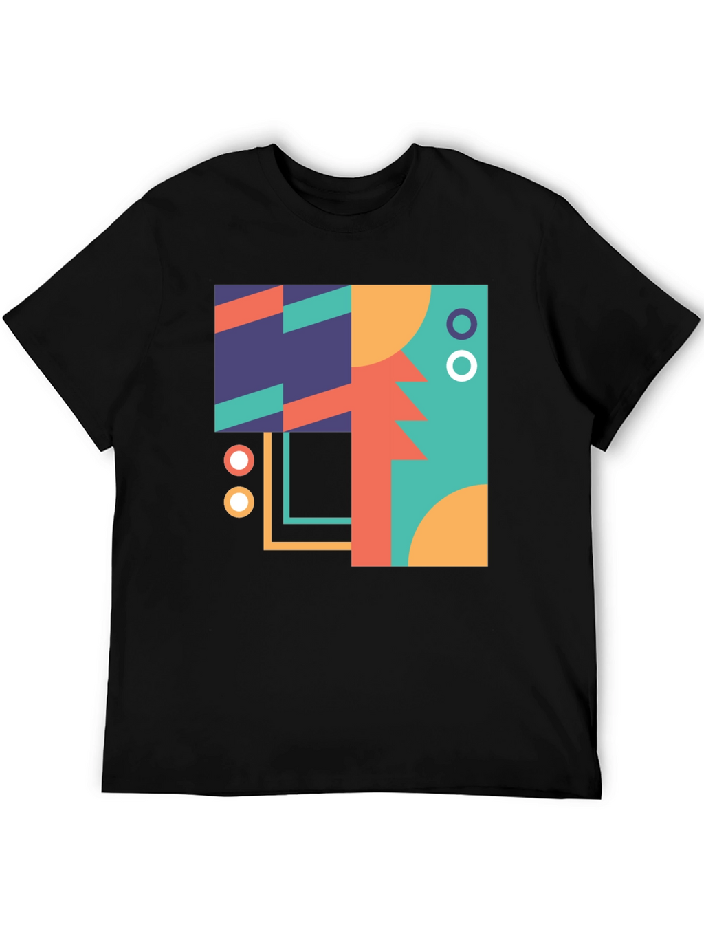 Geometric Art Print Black T-Shirt