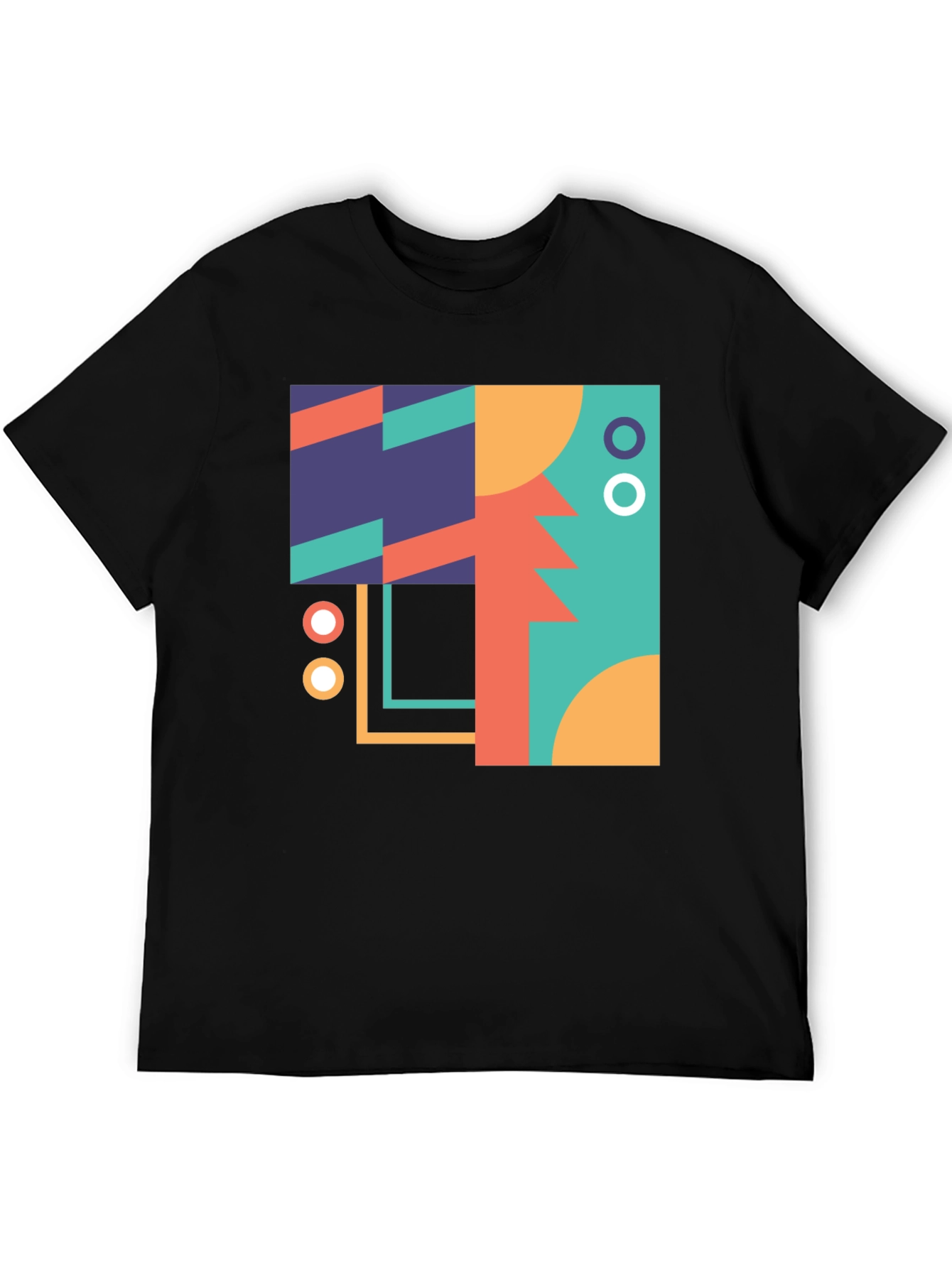 Geometric Art Print Black T-Shirt