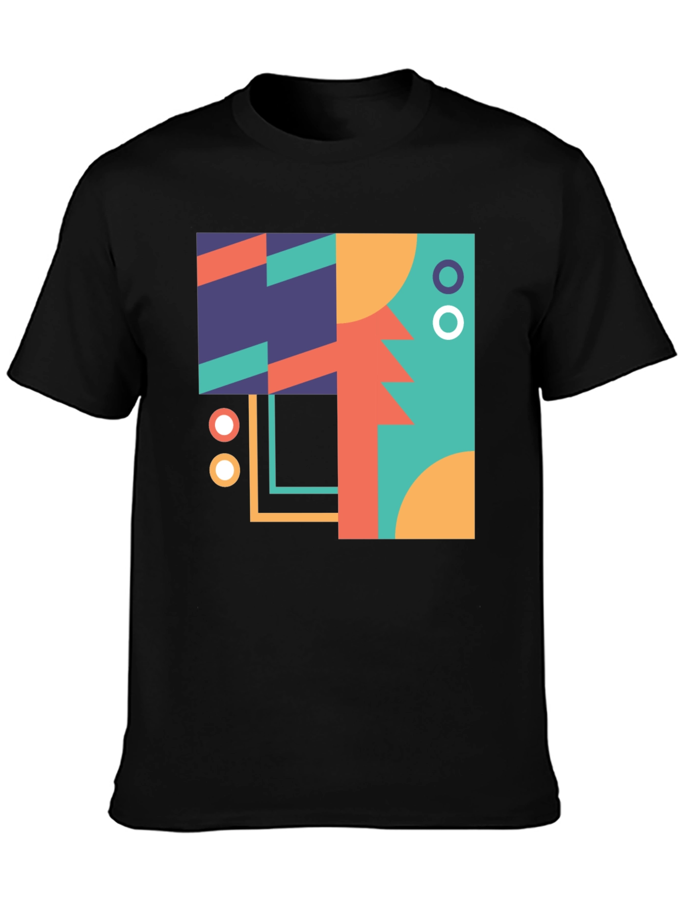 Geometric Art Print Black T-Shirt