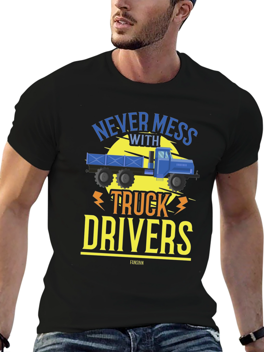 Never Mess With Truck Drivers Black Tee