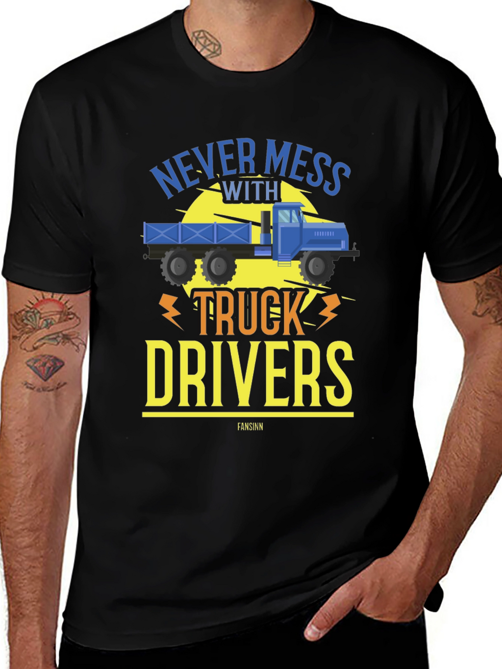Never Mess With Truck Drivers Black Tee