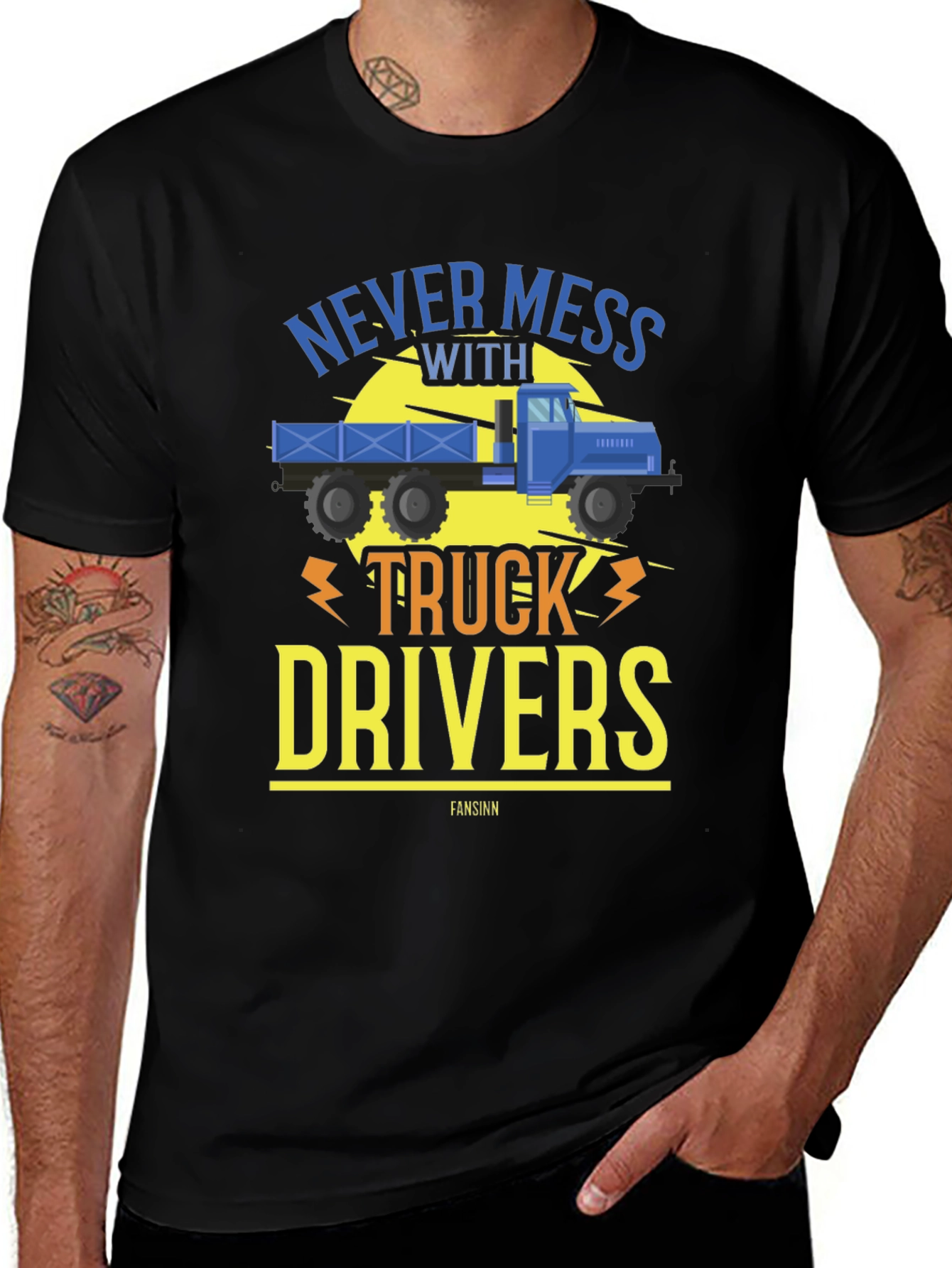 Never Mess With Truck Drivers Black Tee