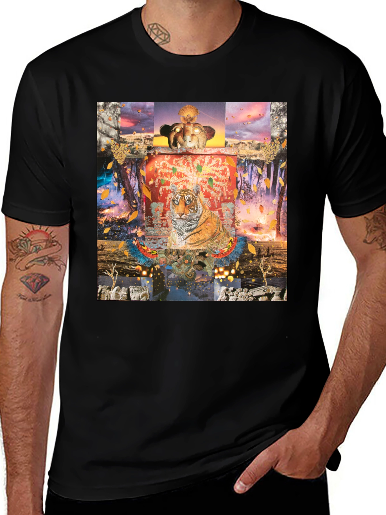 Tiger Graphic Print Crew Neck T-Shirt