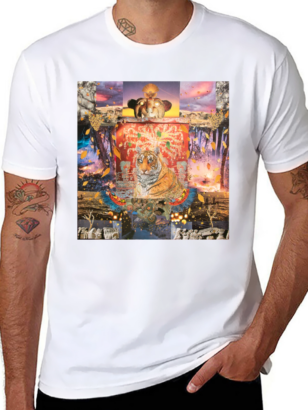 Tiger Graphic Print Crew Neck T-Shirt