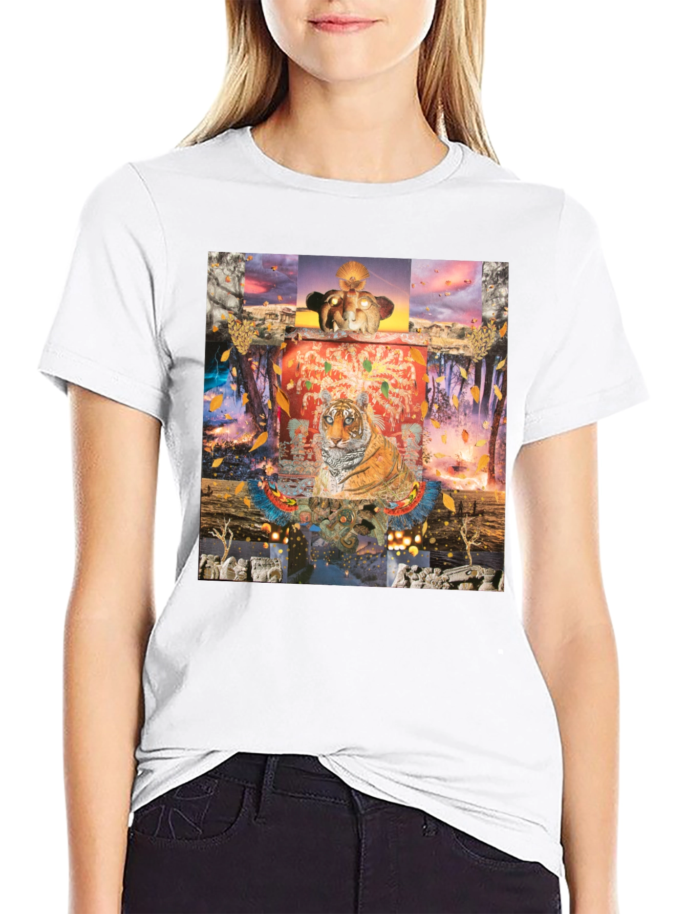 Tiger Graphic Print Crew Neck T-Shirt