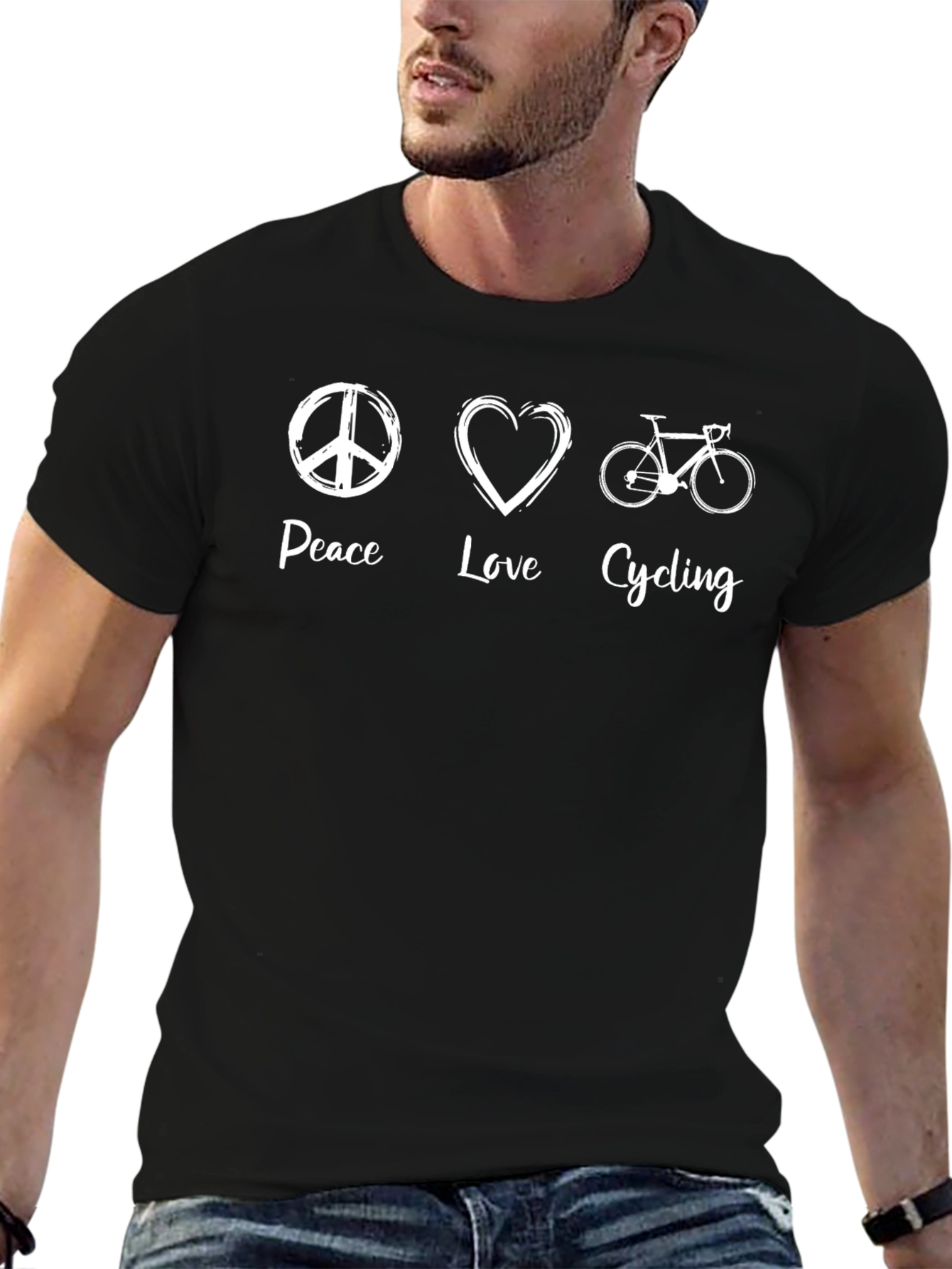 Peace Love Cycling Black T-Shirt