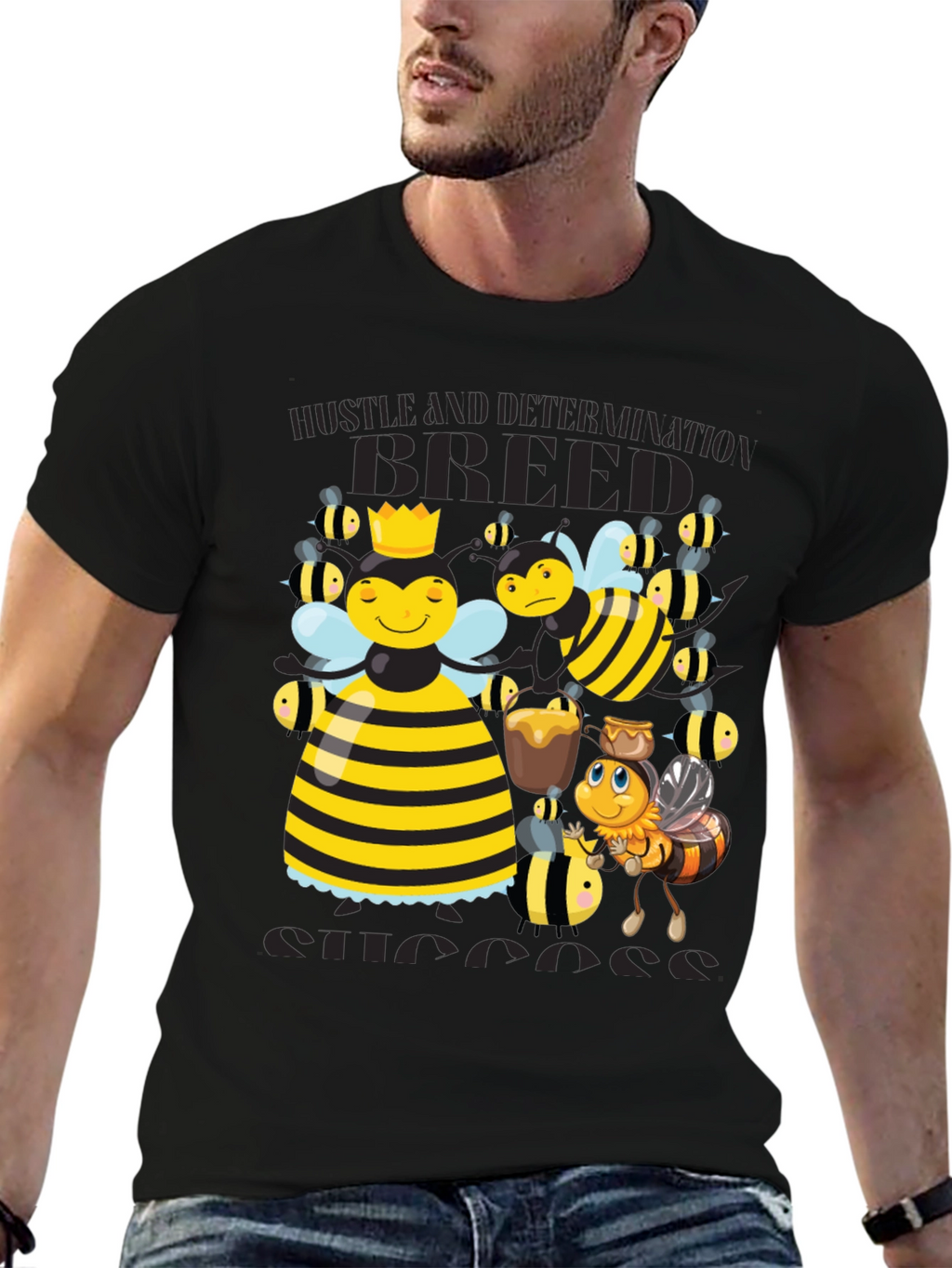 Bee Hustle Graphic Tee - Black
